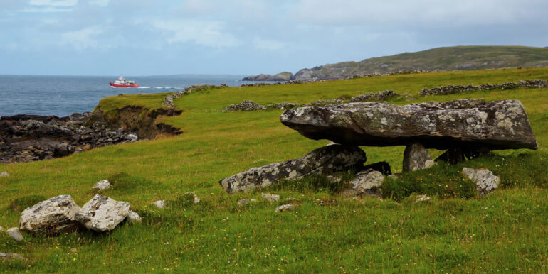 Megalithic tomb at Cleggan bay
